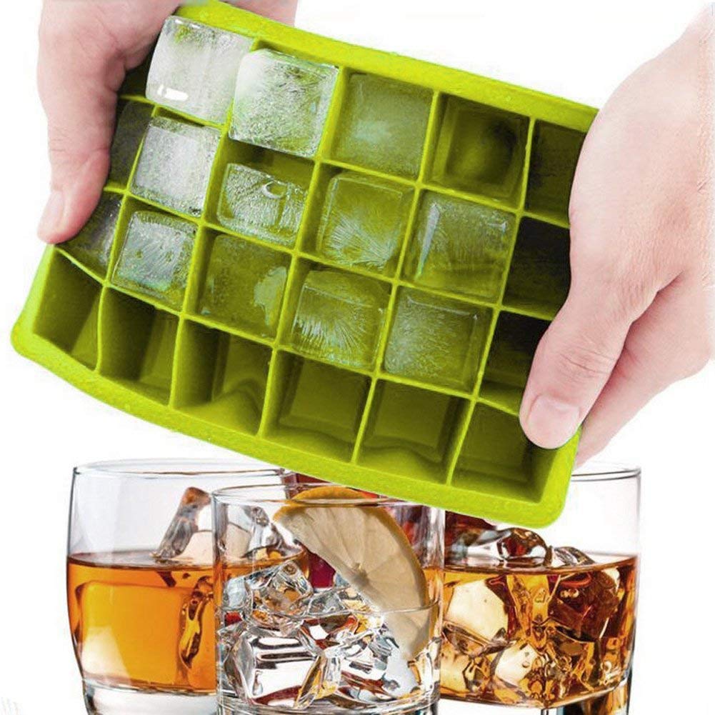 Ice Cube Tray Easy-Release Silicone & Flexible 24-Ice Cube Trays with Spill-Resistant Removable Lid