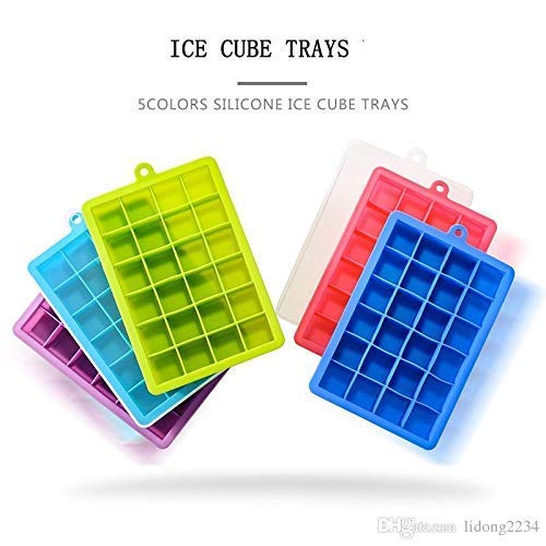 Ice Cube Tray Easy-Release Silicone & Flexible 24-Ice Cube Trays with Spill-Resistant Removable Lid