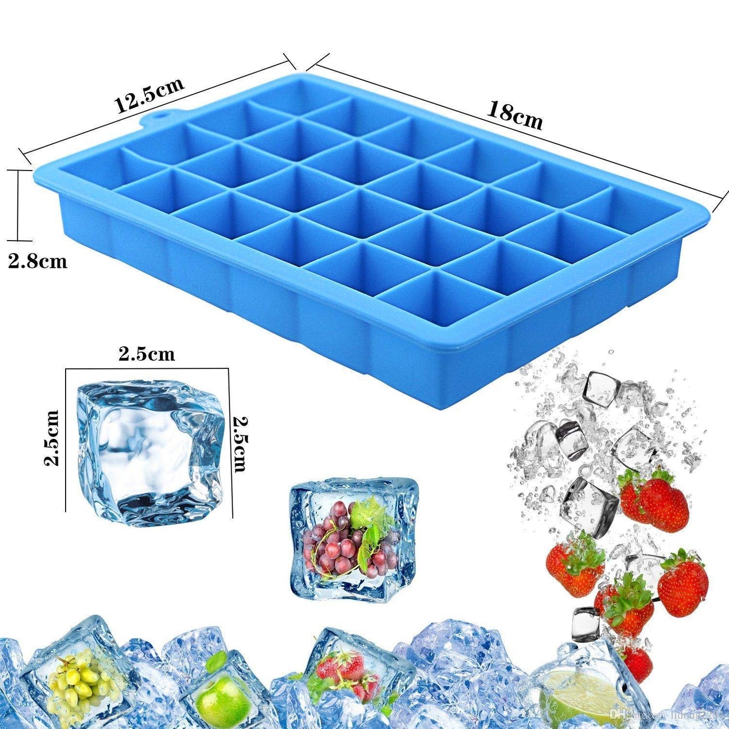 Ice Cube Tray Easy-Release Silicone & Flexible 24-Ice Cube Trays with Spill-Resistant Removable Lid
