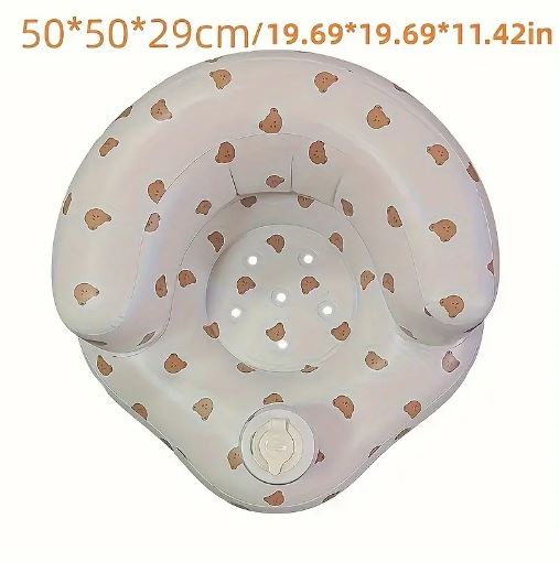 Inflatable Bath Stool with Bee & Flower Design - Portable, Foldable, Anti-Slip Shower Seat