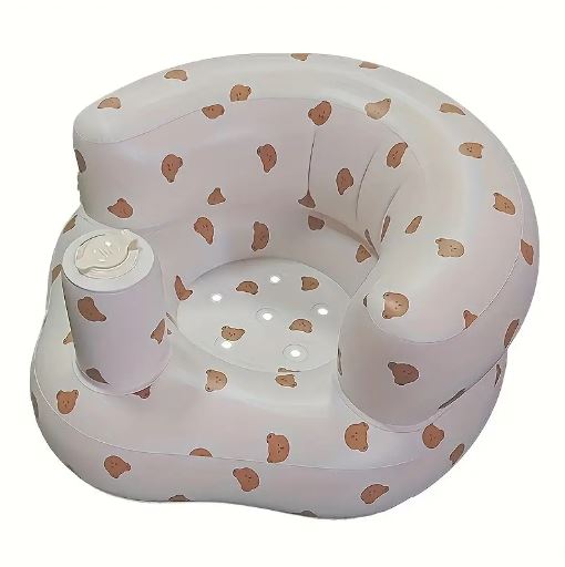 Inflatable Bath Stool with Bee & Flower Design - Portable, Foldable, Anti-Slip Shower Seat
