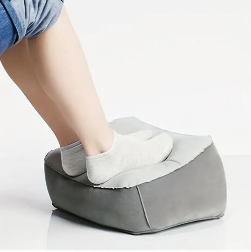 Inflatable Foot Rest Pillow, Portable Footrest Cushion for Travel, Car, Office Napping - Relaxation Foot Stool