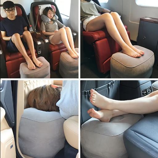 Inflatable Foot Rest Pillow, Portable Footrest Cushion for Travel, Car, Office Napping - Relaxation Foot Stool