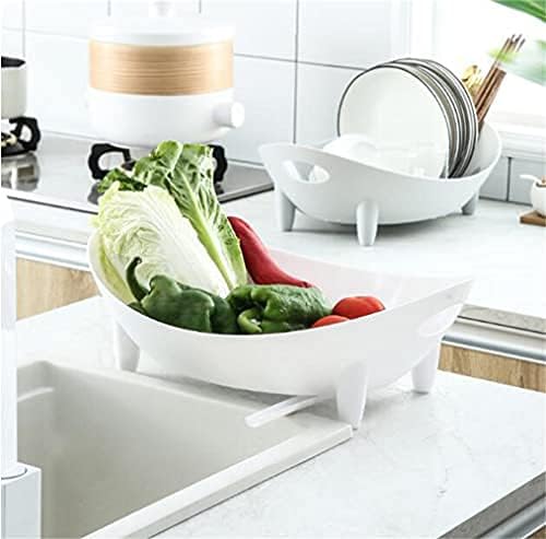 1pc Plastic Kitchen Dish Drying Rack – Multifunctional Countertop Organizer for Dishes, Bowls, and Utensils with Drain Feature (White)