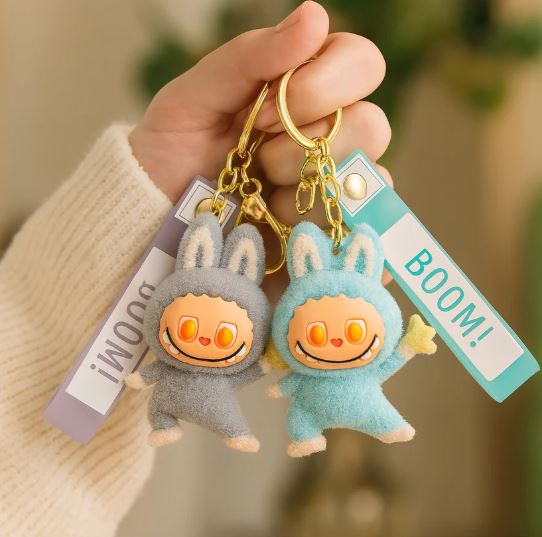 1Pc LaBubu Flocking Fabric Keychain Pendant Bag Key Chain