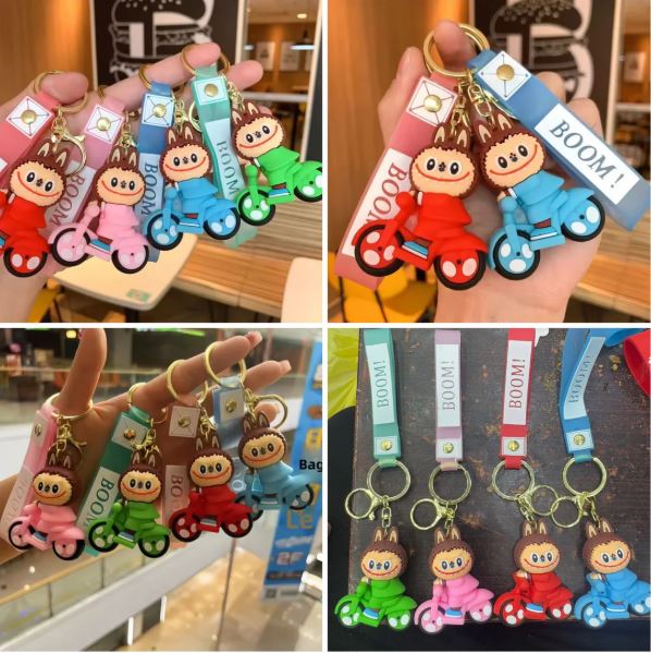 Labubu on Motorcycle Keychain – Cute Bag Charm Accessory
