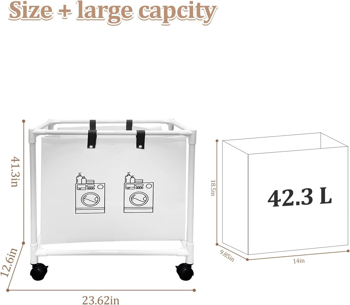 Laundry Hamper Basket Large Capacity and Removable Bags for Clothes Storage