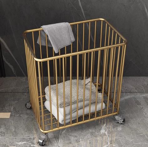 Laundry Organizer - Rust Proof Modern Iron Laundry Basket With Rollers