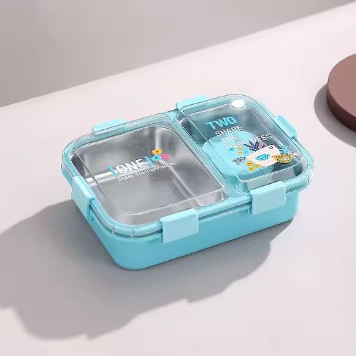Stainless Steel Lunch Box for Kids, 800ml 2 Grids+ 70ml Sauce Bowl