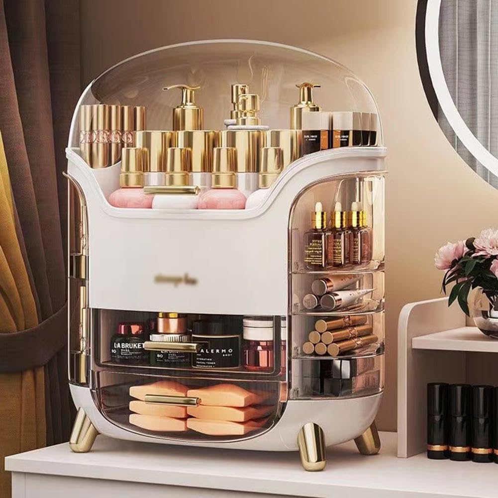 Luxury Desktop Cosmetic Organizer, Dustproof And Waterproof Makeup Vanity Organizer