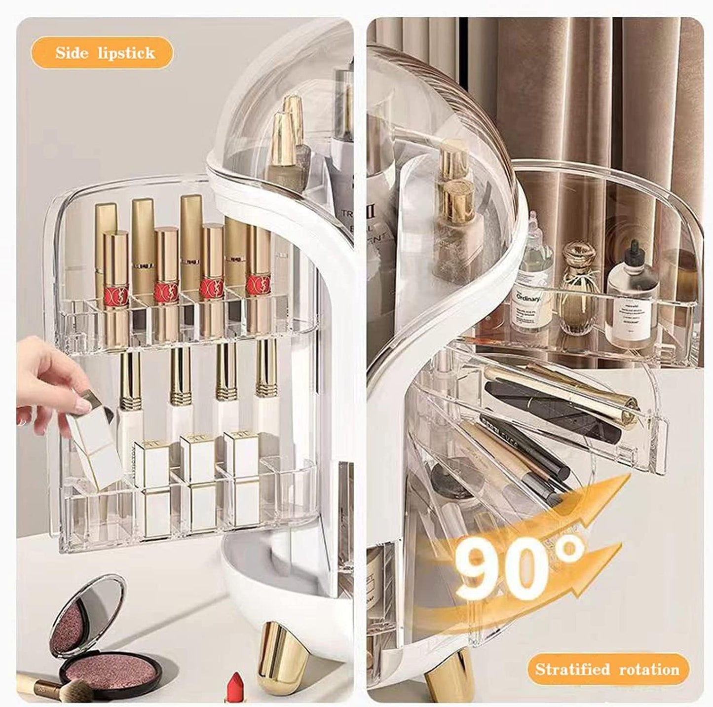 Luxury Desktop Cosmetic Organizer, Dustproof And Waterproof Makeup Vanity Organizer