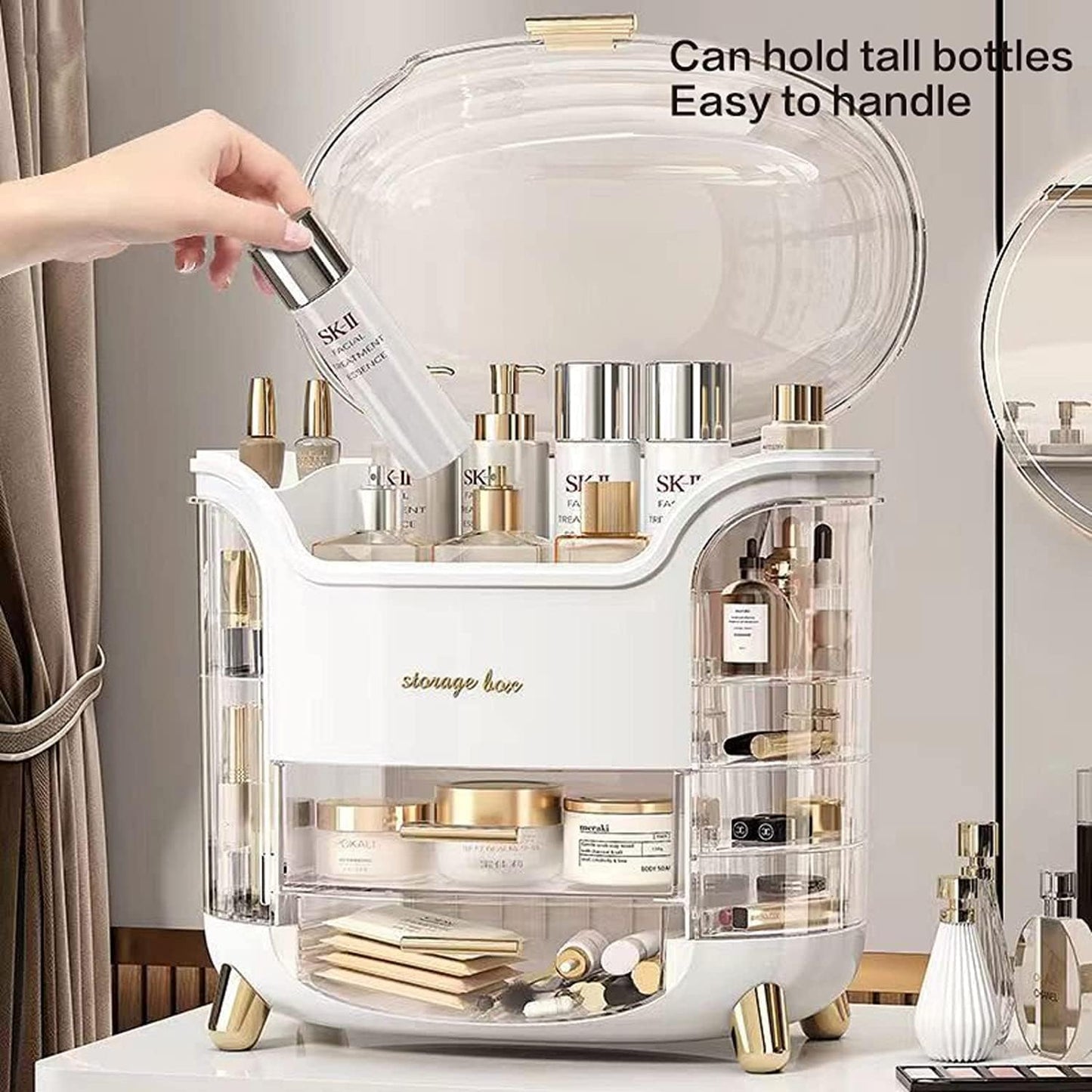 Luxury Desktop Cosmetic Organizer, Dustproof And Waterproof Makeup Vanity Organizer