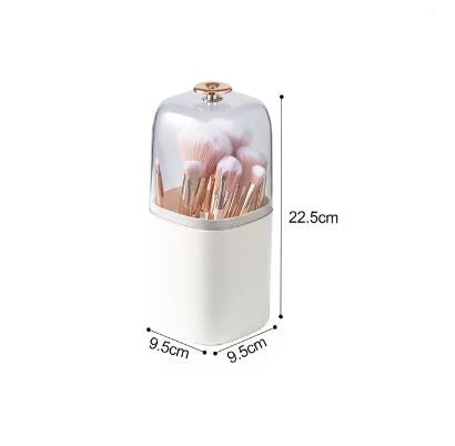 Makeup Brush Plastic Organizer with Cover Suitable for Dresser & Bathroom