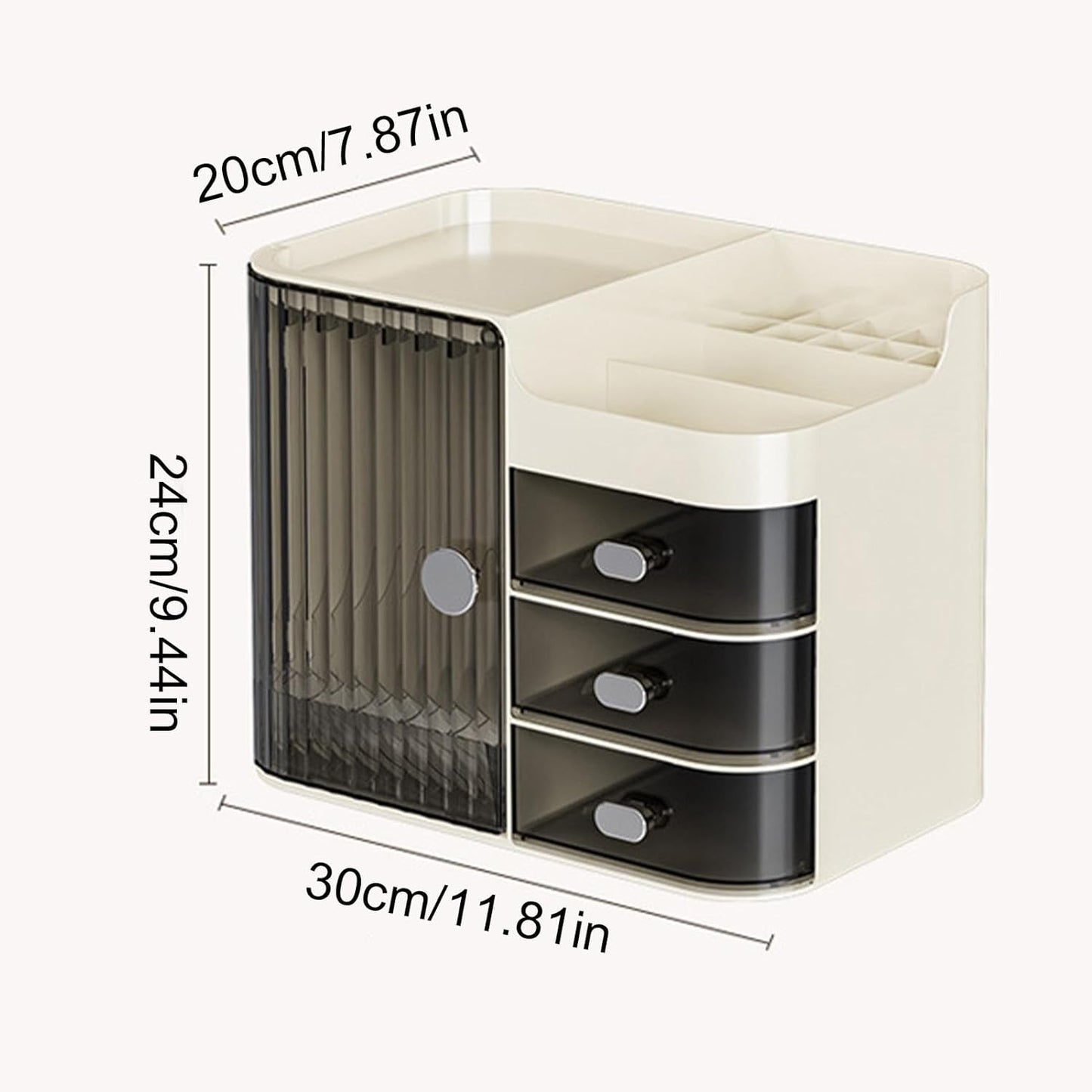 Makeup Organizer Countertop - Cosmetic Display Case, Table Cosmetics Drawer | Large Capacity Cosmetics Storage Box, Makeup Brushes Holder With Mirror for Lipsticks, Hair Clips