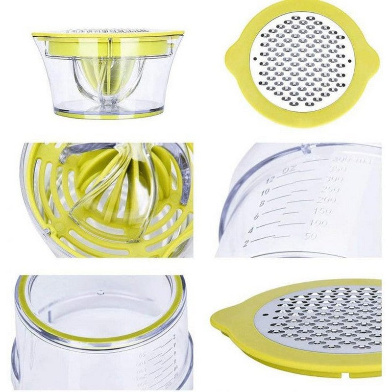Manual Citrus Juicer + Grater - Lemon Orange Juicer Manual Hand Squeezer with Built-in Measuring Cup and Grater