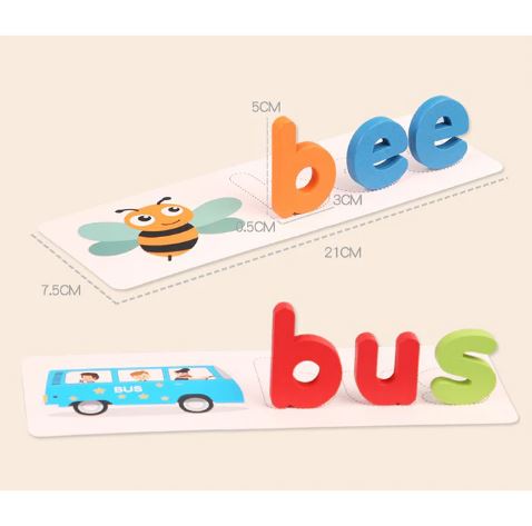 Montessori Spell Word Game Wooden Kids Toys, Alphabet Puzzle Preschool Game For Kids Educational Toys