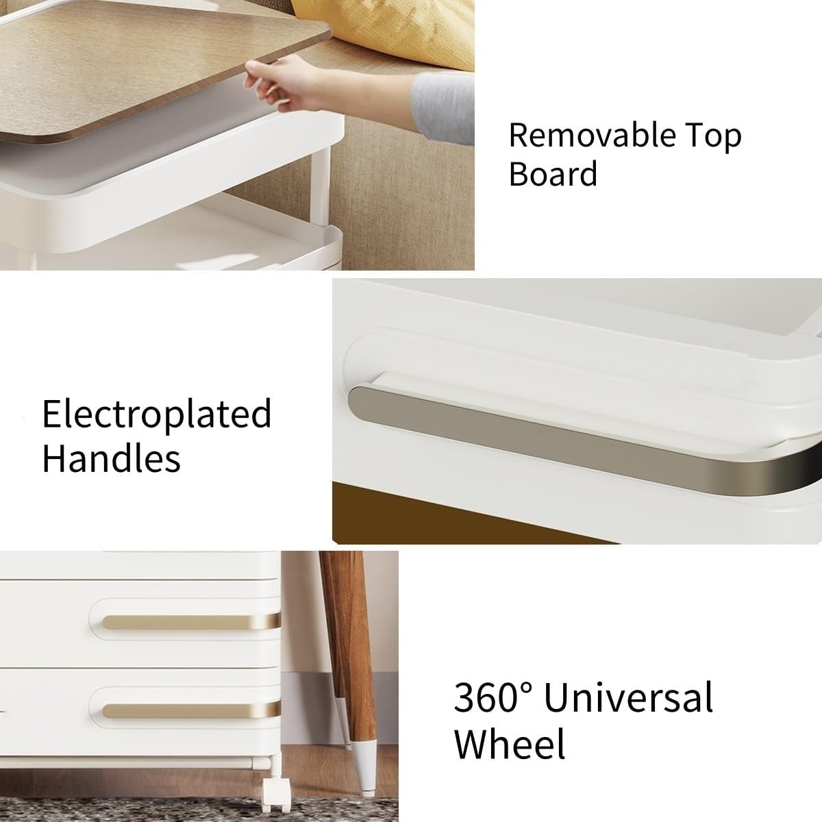 Multi-Tier Storage Cart with Drawers, Portable Rolling Organizer for Office, Bedroom, Living Room, and Bathroom