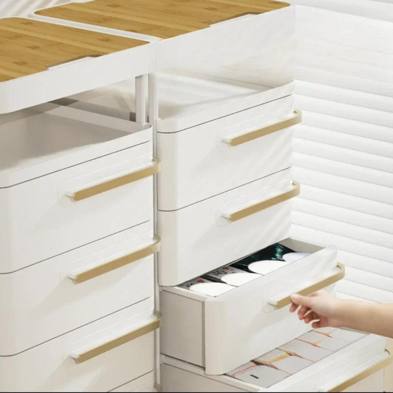 Movable Nightstand with Wheels, Multi-Tier Storage Cart with Drawers for Office, Bedroom, Living Room, and Bathroom