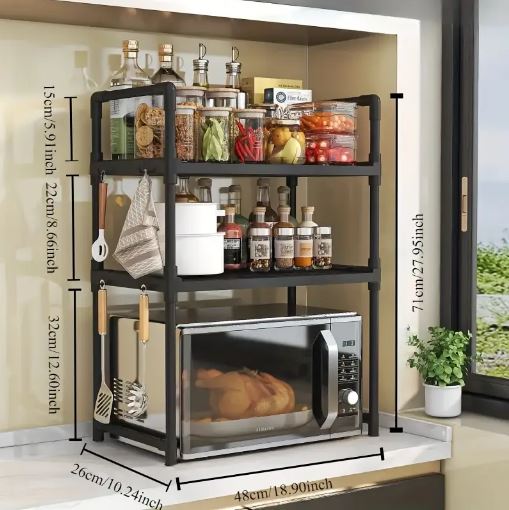 1pc Modern Multi-Functional Kitchen Storage Rack, Floor Mount Organizer Shelf for Spices and Condiments
