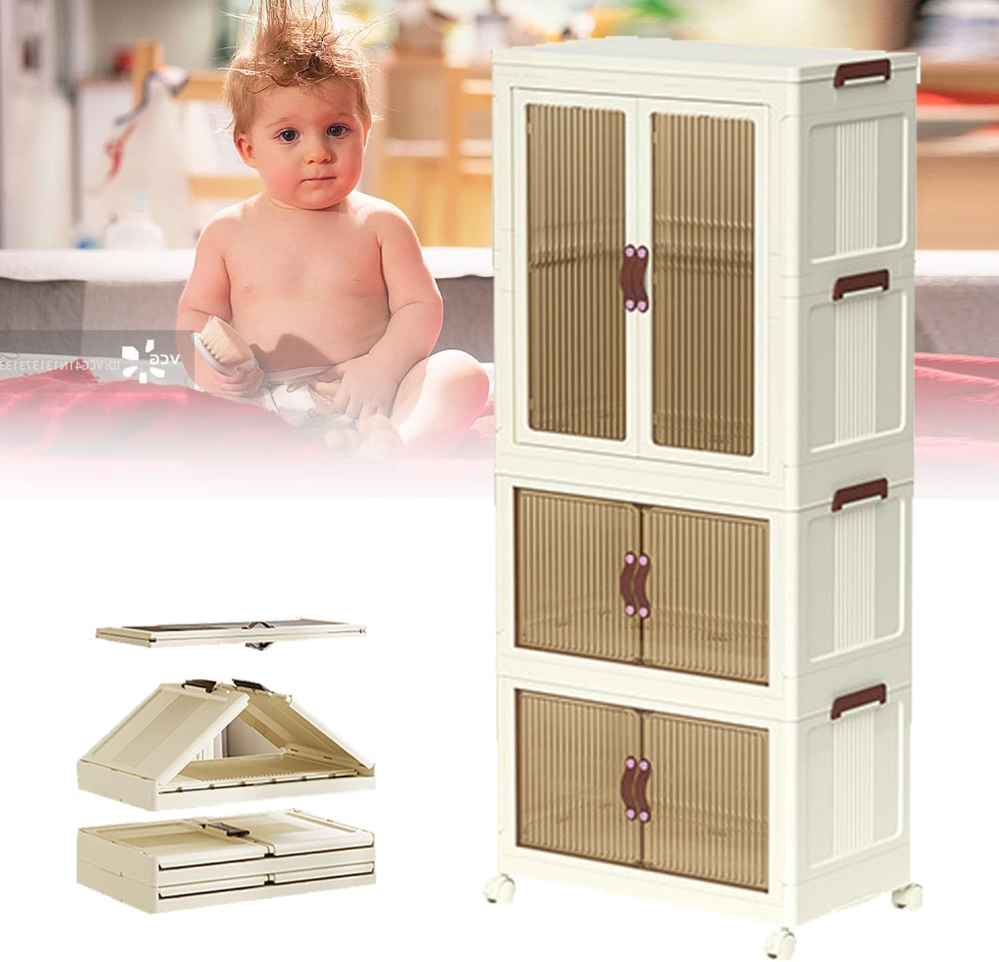 3 Layers Stylish Multi-Functional Storage Cabinet & Childrens Wardrobe, Portable Closet for Kids