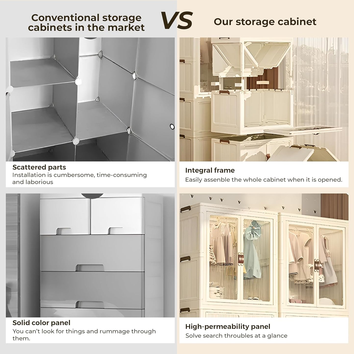 3 Layers Stylish Multi-Functional Storage Cabinet & Childrens Wardrobe, Portable Closet for Kids