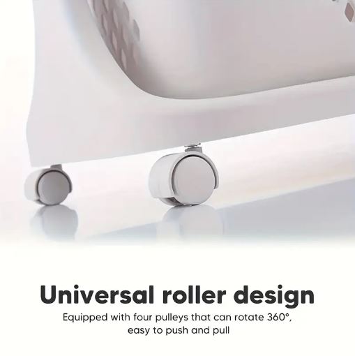 3 Tier Plastic Laundry Hamper with Wheels, Removable Storage Basket, Multipurpose Large Laundry Basket