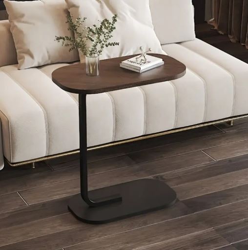 Multifunctional C-Shaped Side Table - Hardwood Sofa Side Table & TV Tray, Perfect Choice for Living Room, Bedroom, And Bedside.