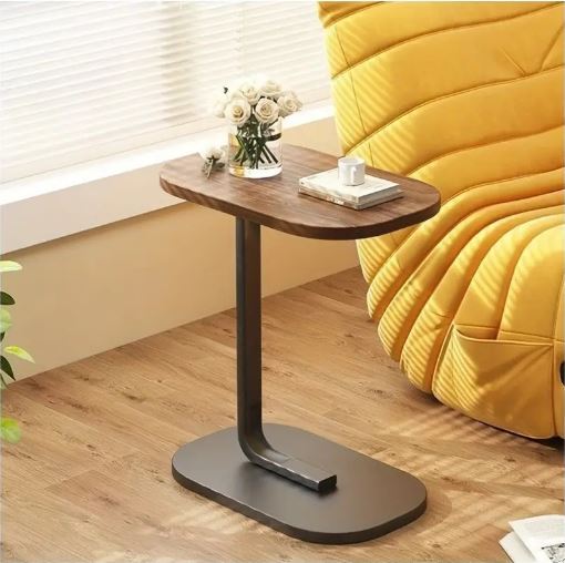 Multifunctional C-Shaped Side Table - Hardwood Sofa Side Table & TV Tray, Perfect Choice for Living Room, Bedroom, And Bedside.