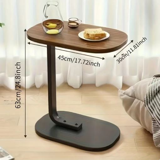 Multifunctional C-Shaped Side Table - Hardwood Sofa Side Table & TV Tray, Perfect Choice for Living Room, Bedroom, And Bedside.
