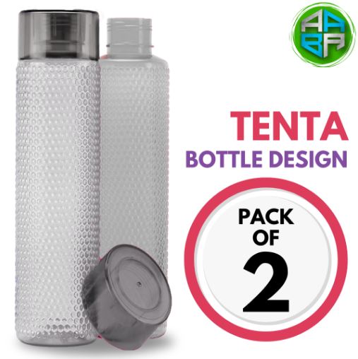 (PACK OF 2) TENTA Plastic Bubble Pattern Spill-Proof Water Storage Fridge Bottle Set, 1100 ML