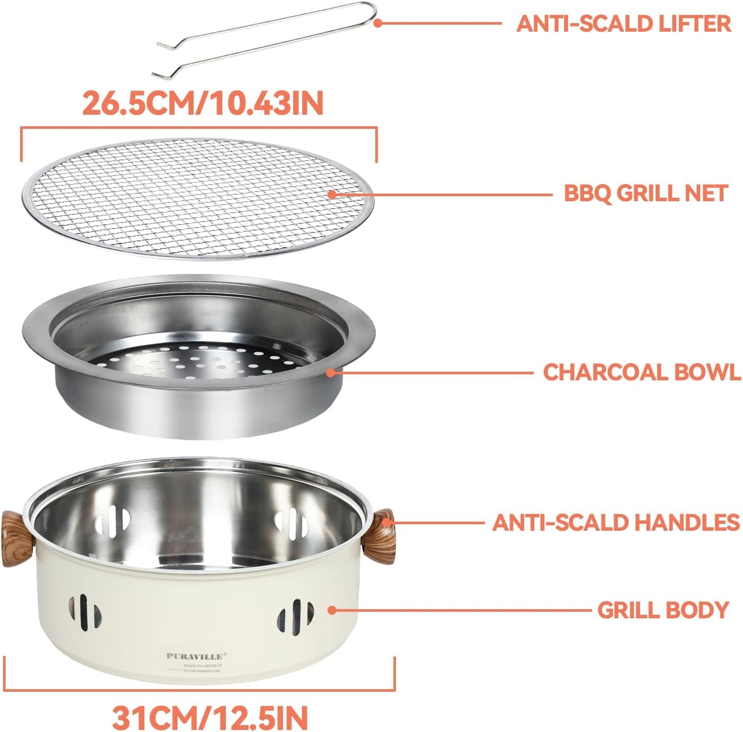 Portable Tabletop Barbecue Grill for for Outdoors Camping Picnic and Indoor Cooking