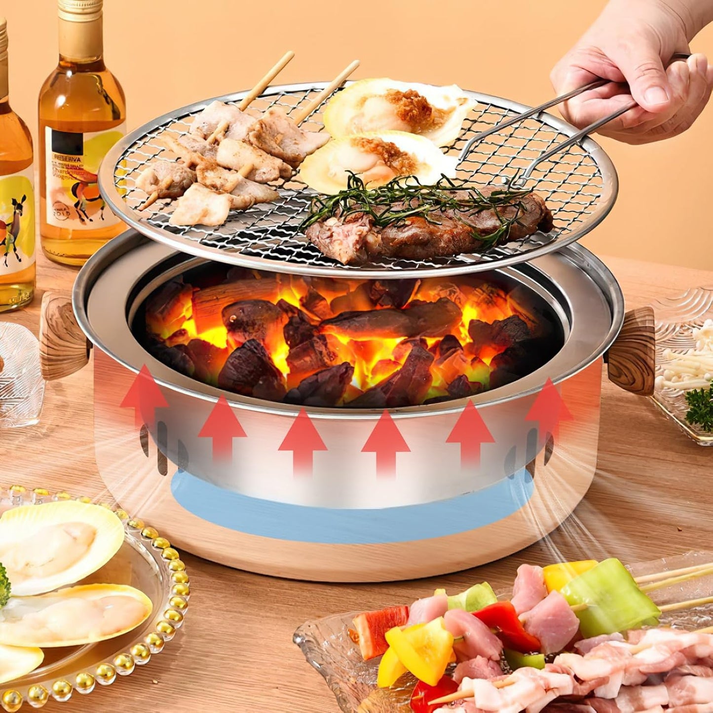 Portable Tabletop Barbecue Grill for for Outdoors Camping Picnic and Indoor Cooking