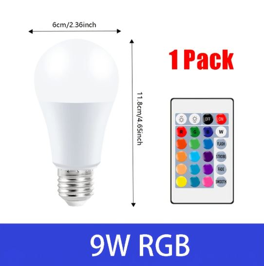 16-Color Changing RGB LED Light Bulb with Remote Control, LED Bulbs for Home