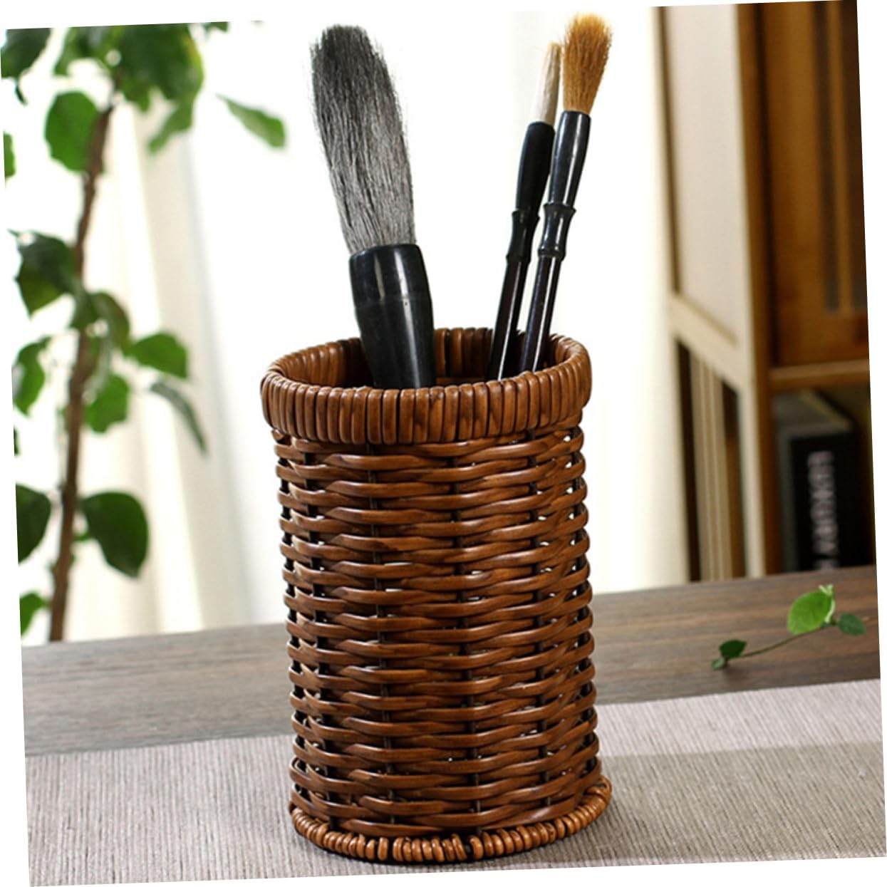 1Pc Rattan Woven Tableware Creative Stationery, Kitchen Accessories Holder