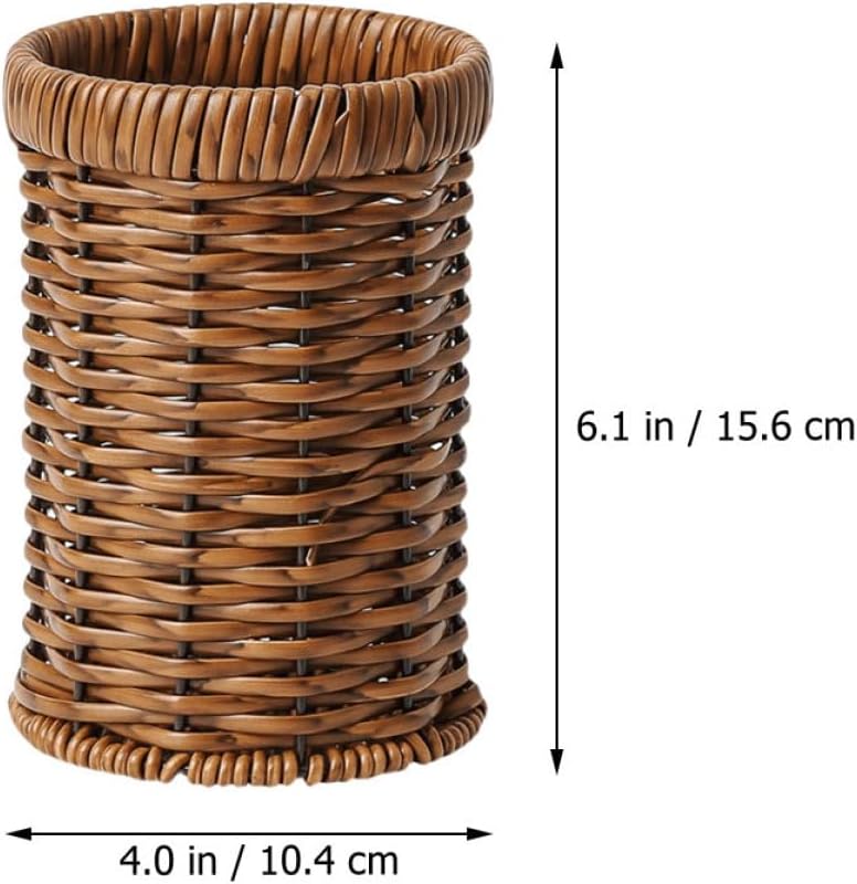 1Pc Rattan Woven Tableware Creative Stationery, Kitchen Accessories Holder