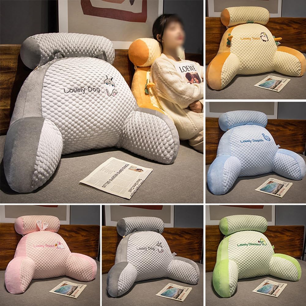 1pc Reading Pillow with Adjustable Back Support, Comfortable Reading Cushion with Arms (Pink)