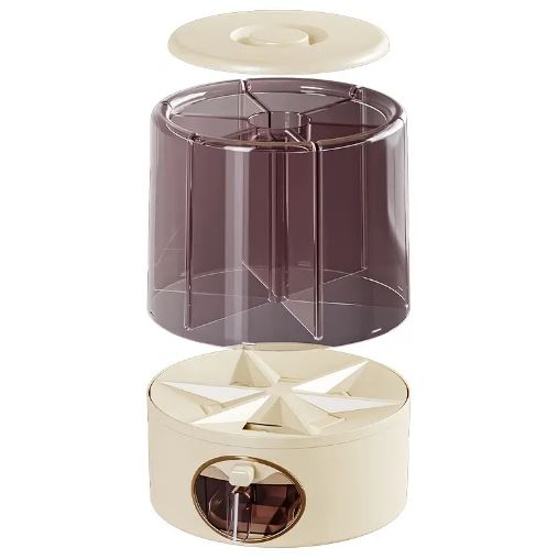 1pc Rotating Grain Storage Box with Viewing Window, Moisture-Proof Sealed Container for Rice, Cereals, Grains, Flour