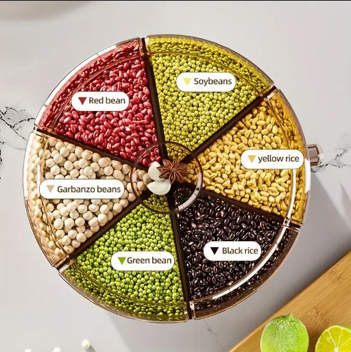 1pc Rotating Grain Storage Box with Viewing Window, Moisture-Proof Sealed Container for Rice, Cereals, Grains, Flour