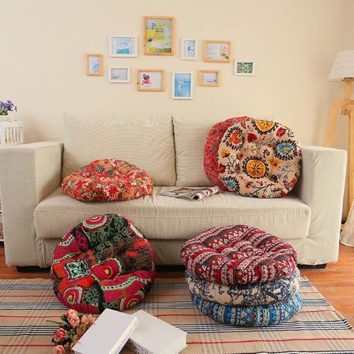 Round Floor Cushion Pillow - 100% Polyester Thickened Mat for Meditation, Cushion for Living Room Bedroom Decor