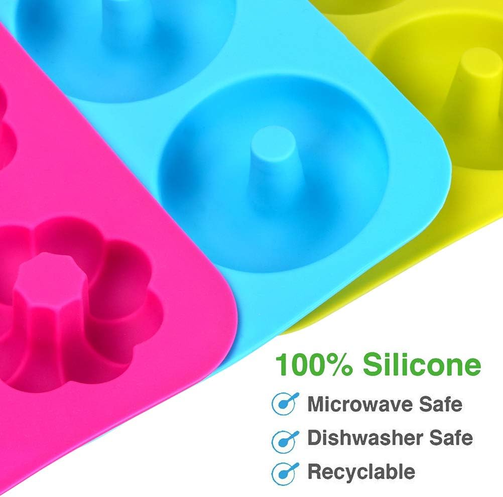 1Pc Silicone Donuts Baking Pan, Non-stick Round and Flower Donut Molds for Cake Biscuit Bagels Muffins