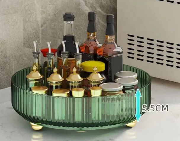 Spice Organizer Bucket Lightweight Snack Storage Container 360° Rotation Multifunction Anti-deformation for Cabinet (Transparent Green)