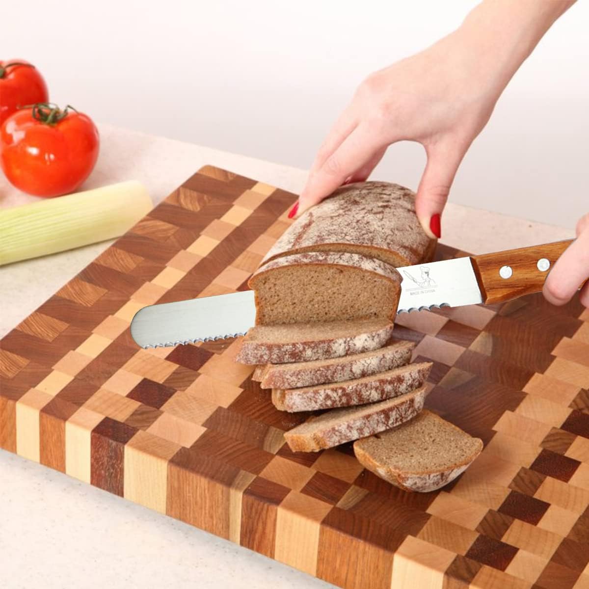 Wooden Handle Stainless Steel Serrated Knife Sandwich Knife Cake Knife