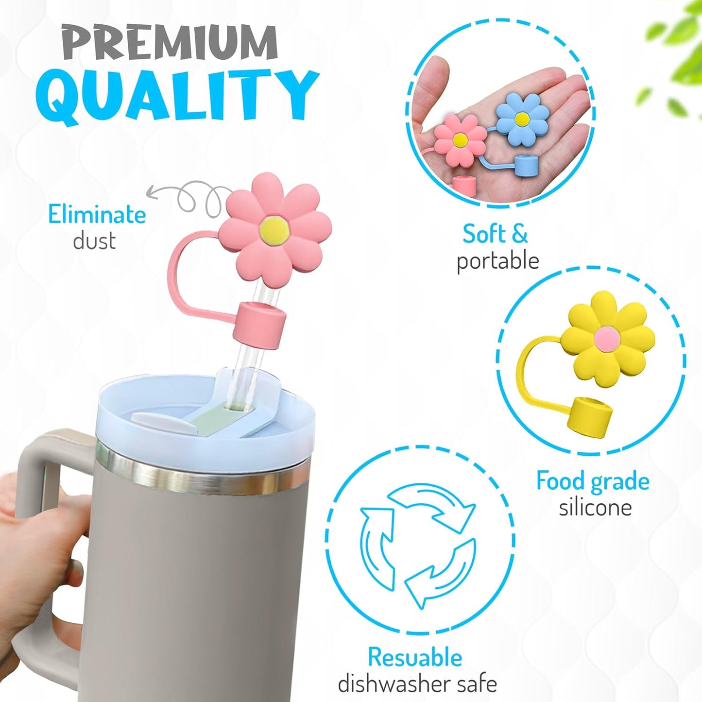Stanley Straw Cover Silicone Straw Cover 3D Flower