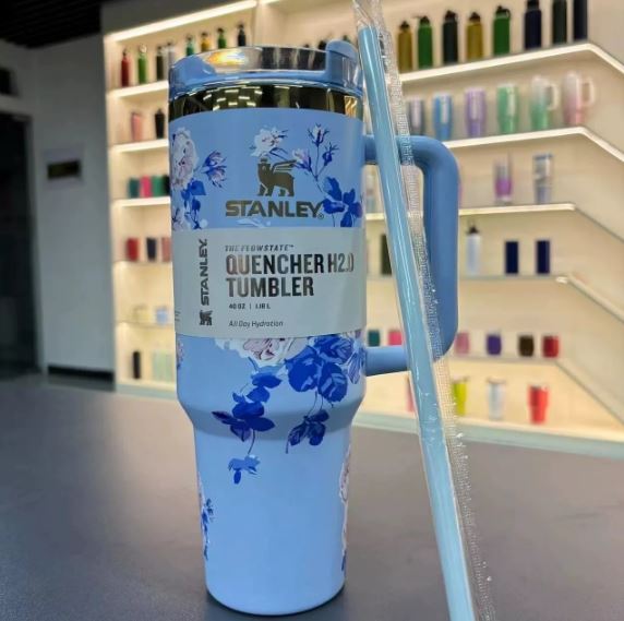 Stanley x LoveShackFancy 40 oz Everblooming Rosettes Quencher Blue
