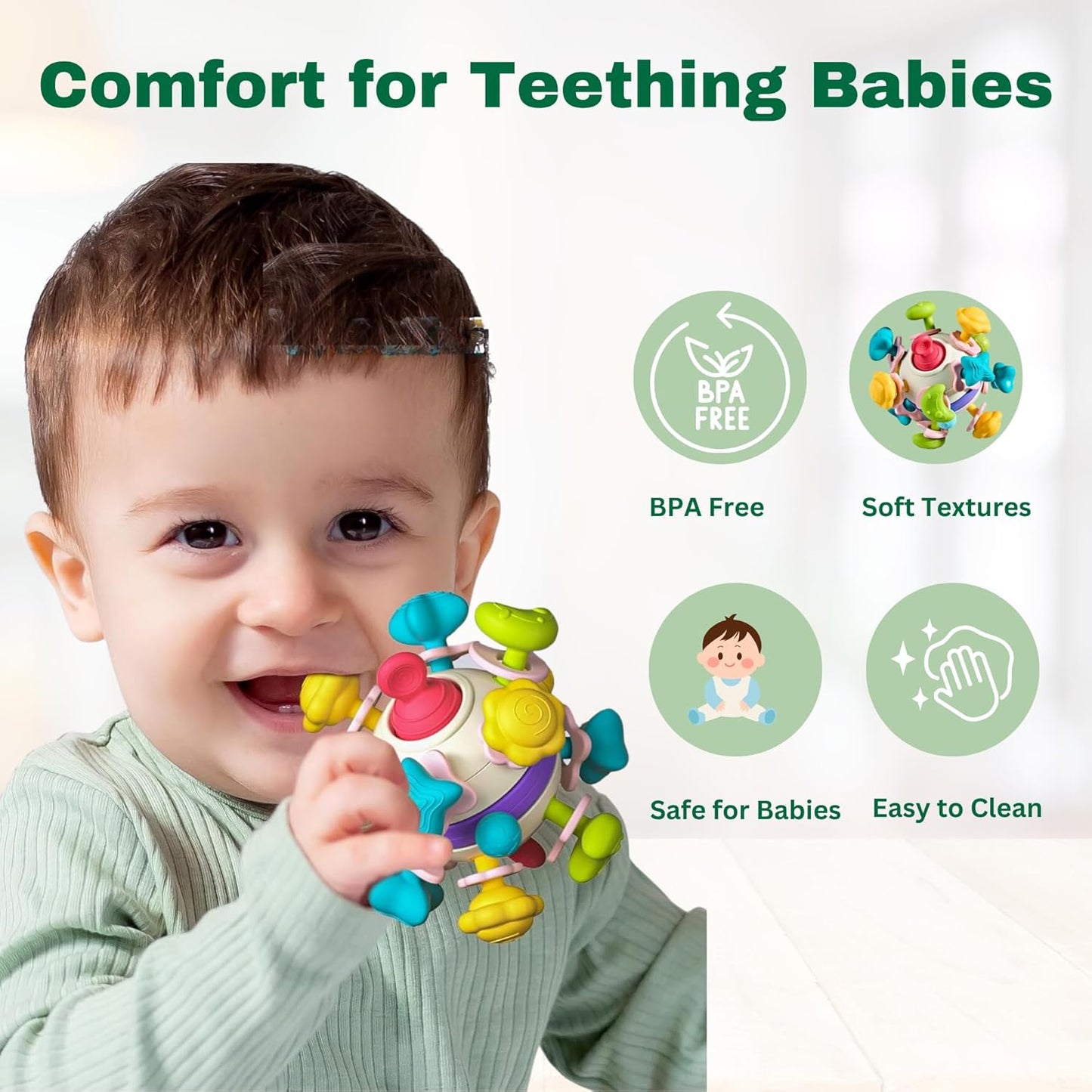 Thrive Toys Teething Toys Babies - Soft Chewable Baby Teether Toys, Perfect Baby Boys & Girls 6-36 Months
