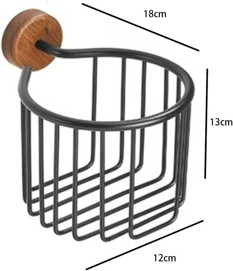 Black Toilet Paper Holder Wall Mount, Self Adhesive Cylindrical Simple Tissue Roll Paper Holder