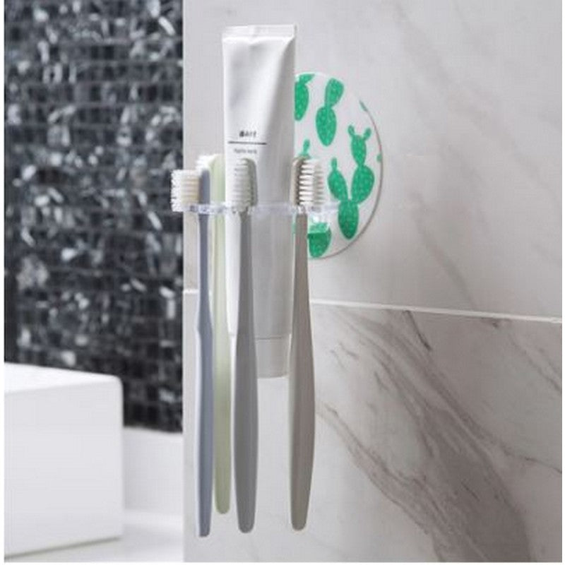 1pc Toothbrush & Paste Holder Wall-Mounted - Bathroom Storage Rack Bathroom Accessories