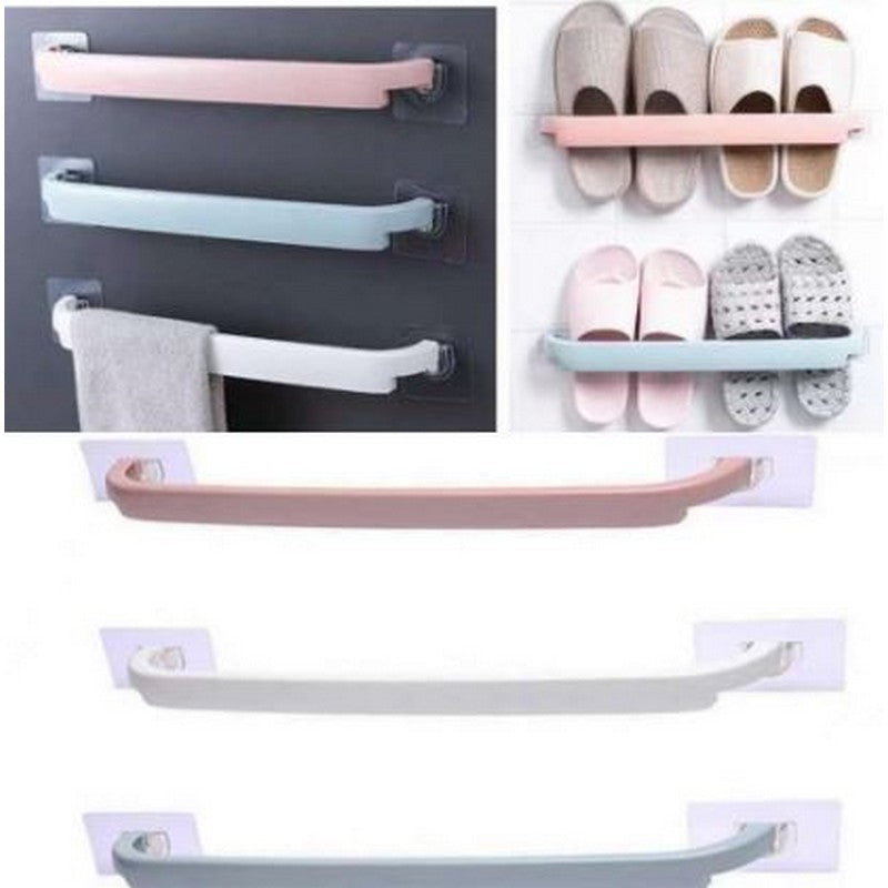 Wall Mounted Self-Adhesive Towel Holder Rack Towel Hanger - Bathroom Towel Bar Shelf Roll Holder