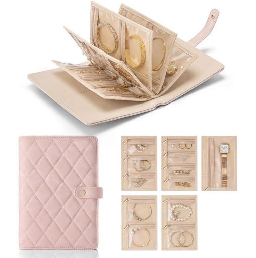 Unique Jewelry Organizer Book, Jewelry Storage Book Ring Binder with Clear Zipper