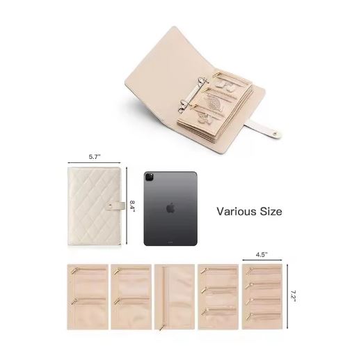 Unique Jewelry Organizer Book, Jewelry Storage Book Ring Binder with Clear Zipper